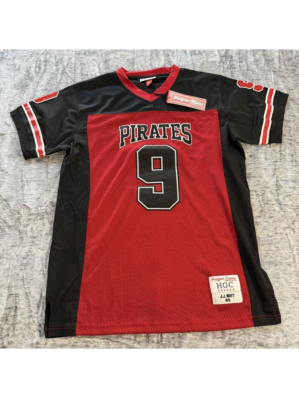 Headgear Classics J.J. Watt #9 Pewaukee Pirates Football Jersey Red Youth XL